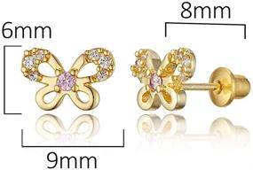 img 3 attached to 🦋 Gold Plated Brass Butterfly Earrings with Cubic Zirconia & Sterling Silver Post - Perfect for Girls