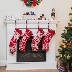 img 3 attached to 🎄 Set of 4 Knit Christmas Stockings - Tree, Snowflakes, Snowman & Candy Cane Patterns - Holiday Tree Decoration