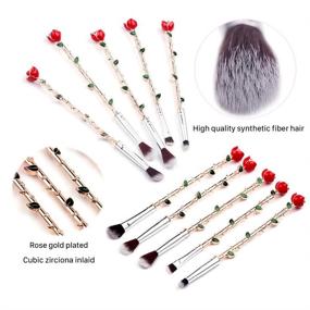 img 2 attached to Rose Eye Makeup Brush Set - 5pcs Wand Makeup Brushes: Soft Synthetic Fiber, Metallic Handle for Eyebrow, Eyeshadow, Foundation, Blending and Lips. Ideal Gift for Sister or Girlfriend - Rose Gold