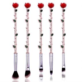 img 4 attached to Rose Eye Makeup Brush Set - 5pcs Wand Makeup Brushes: Soft Synthetic Fiber, Metallic Handle for Eyebrow, Eyeshadow, Foundation, Blending and Lips. Ideal Gift for Sister or Girlfriend - Rose Gold