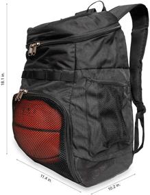 img 2 attached to Xelfly Basketball Backpack: Versatile Sports Equipment Bag with Ball Compartment – Perfect for Soccer Ball, Volleyball, Gym, Outdoor & Travel – Ideal for School and Team Use – 25L Capacity, 2 Bottle Pockets, Includes Laundry and Shoe Bag