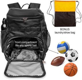 img 3 attached to Xelfly Basketball Backpack: Versatile Sports Equipment Bag with Ball Compartment – Perfect for Soccer Ball, Volleyball, Gym, Outdoor & Travel – Ideal for School and Team Use – 25L Capacity, 2 Bottle Pockets, Includes Laundry and Shoe Bag