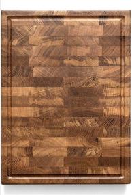 img 1 attached to 🔪 Daddy Chef End Grain Wood Cutting Board - Large 18x12 Kitchen Butcher Block with Juice Drip Groove and Feet - Premium Wooden Chopping Board for Efficient Food Preparation