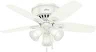 🏞️ hunter builder indoor low profile ceiling fan with led light, 42-inch, white - pull chain control логотип