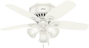 img 4 attached to 🏞️ Hunter Builder Indoor Low Profile Ceiling Fan with LED Light, 42-Inch, White - Pull Chain Control