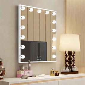 img 1 attached to 💄 Vanity Mirror with Lights for Bedroom, Hollywood Style Makeup Lighted Mirror, Beauty Tabletop Mirror with 15 Dimmable Bulbs, Wall Mounted Lighting Mirror - 4251-White