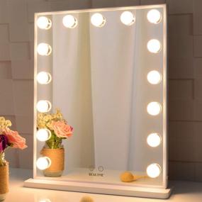 img 3 attached to 💄 Vanity Mirror with Lights for Bedroom, Hollywood Style Makeup Lighted Mirror, Beauty Tabletop Mirror with 15 Dimmable Bulbs, Wall Mounted Lighting Mirror - 4251-White