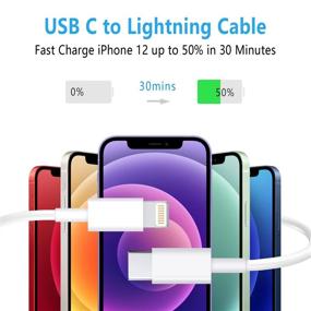 img 3 attached to 🔌 Кабель USB C Lightning Apple MFi Certified 3Pack 6FT - Быстрая зарядка для iPhone 13/12/12 PRO Max/12 Mini/11/11PRO/XS/Max/XR/X/8/8Plus/iPad - Зарядка по USB-C Power Delivery - Белый