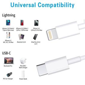 img 2 attached to 🔌 Кабель USB C Lightning Apple MFi Certified 3Pack 6FT - Быстрая зарядка для iPhone 13/12/12 PRO Max/12 Mini/11/11PRO/XS/Max/XR/X/8/8Plus/iPad - Зарядка по USB-C Power Delivery - Белый