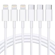 🔌 apple mfi certified usb c to lightning cable 3pack 6ft - fast charger cord for iphone 13/12/12 pro max/12 mini/11/11pro/xs/max/xr/x/8/8plus/ipad - usb-c power delivery charging - white logo