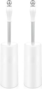 img 4 attached to 🚽 Pack of 2 Toilet Bowl Brushes with Long Stainless Steel Handle - Bathroom Cleaning Brushes with Holder