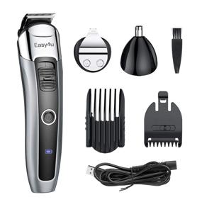 img 4 attached to 🪒 Waterproof Cordless Beard Trimmer for Men - LED Display USB Rechargeable Hair Clippers All-In-One Groomer, Nose Ear Facial Hair Trimmer - Easy4U Multifunctional Trimmer