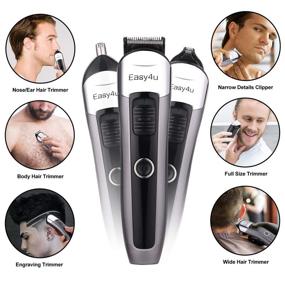 img 1 attached to 🪒 Waterproof Cordless Beard Trimmer for Men - LED Display USB Rechargeable Hair Clippers All-In-One Groomer, Nose Ear Facial Hair Trimmer - Easy4U Multifunctional Trimmer