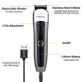 img 3 attached to 🪒 Waterproof Cordless Beard Trimmer for Men - LED Display USB Rechargeable Hair Clippers All-In-One Groomer, Nose Ear Facial Hair Trimmer - Easy4U Multifunctional Trimmer