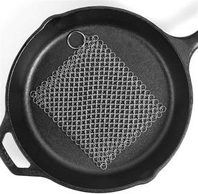 img 4 attached to 🍳 Ationgle 8x6 Inch Stainless Steel Cast Iron Cleaner 316L Chainmail Scrubber for Pre-Seasoned Cast Iron Pan, Dutch Ovens, and Waffle Iron Pans...