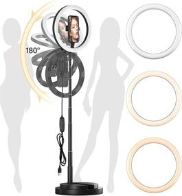img 2 attached to 📸 Enhanced Selfie Experience: 11.4-Inch Selfie Ring Light with Phone Holder, Remote Control, Dimmable Brightness & Color Temp, Perfect for Makeup, Photography, YouTube Video & TIK TOK