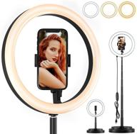 📸 enhanced selfie experience: 11.4-inch selfie ring light with phone holder, remote control, dimmable brightness & color temp, perfect for makeup, photography, youtube video & tik tok logo