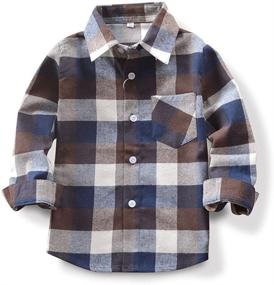 img 4 attached to 👨 OCHENTA Plaid Flannel Button Down Shirt - Family Matching Tops for Little Boys & Men
