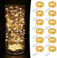 🔋 mumuxi 12 pack battery operated fairy lights - 7.2ft 20 led mini waterproof string lights copper wire firefly starry lights for wedding party, mason jars, christmas decoration - warm white логотип