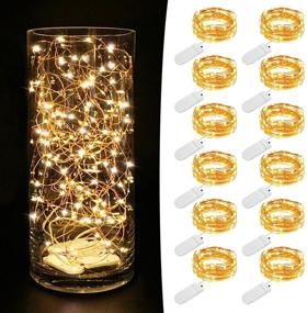 img 4 attached to 🔋 MUMUXI 12 Pack Battery Operated Fairy Lights - 7.2Ft 20 LED Mini Waterproof String Lights Copper Wire Firefly Starry Lights for Wedding Party, Mason Jars, Christmas Decoration - Warm White