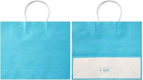 img 1 attached to 🎁 AZOWA 25-Pack Blue Kraft Paper Gift Bags with Handles - Large Size (12.5" L x 4.7" W x 10.2" H) - Horizontal Design