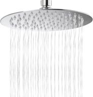 8-inch high pressure rainfall waterfall shower head - round, ultra-thin design with adjustable metal swivel ball - ceiling or wall mount, 1/2 connection thread logo