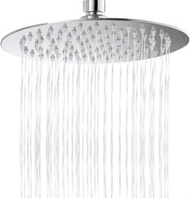 img 4 attached to 8-inch High Pressure Rainfall Waterfall Shower Head - Round, Ultra-Thin Design with Adjustable Metal Swivel Ball - Ceiling or Wall Mount, 1/2 Connection Thread