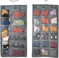 renashed dual-sided closet organizer | 30 pocket mesh hanging storage for underwear, bras, t-shirts, underpants, socks, makeup, sunglasses | durable gray logo