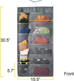 img 3 attached to Renashed Dual-Sided Closet Organizer | 30 Pocket Mesh Hanging Storage for Underwear, Bras, T-shirts, Underpants, Socks, Makeup, Sunglasses | Durable Gray