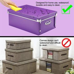 img 2 attached to 📦 SEEKIND Purple Decorative Storage Box Set with Lid - Plastic Bins, Handles, Fastening, Moisture-Proof, Foldable - Ideal for Clothes, Cosmetics, Blankets