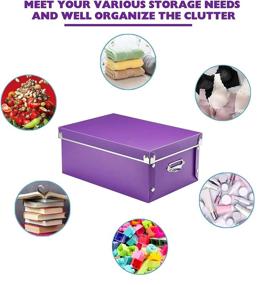 img 3 attached to 📦 SEEKIND Purple Decorative Storage Box Set with Lid - Plastic Bins, Handles, Fastening, Moisture-Proof, Foldable - Ideal for Clothes, Cosmetics, Blankets