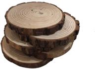 🌳 rustic wood slices for weddings & crafts: 6 pack, 7-8 inches | ideal for centerpieces, diy projects (some cracked or bark off) logo