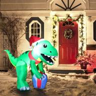🎄 joiedomi christmas inflatable decoration: 5ft dinosaur led light up giant christmas blow up yard décor - xmas holiday indoor/outdoor garden party favor supplies logo