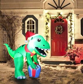 img 4 attached to 🎄 Joiedomi Christmas Inflatable Decoration: 5ft Dinosaur LED Light Up Giant Christmas Blow Up Yard Décor - Xmas Holiday Indoor/Outdoor Garden Party Favor Supplies