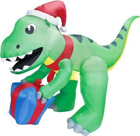 img 2 attached to 🎄 Joiedomi Christmas Inflatable Decoration: 5ft Dinosaur LED Light Up Giant Christmas Blow Up Yard Décor - Xmas Holiday Indoor/Outdoor Garden Party Favor Supplies