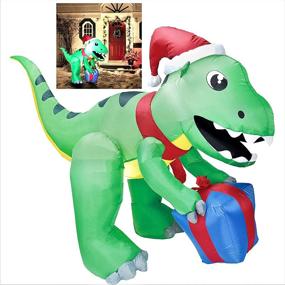 img 1 attached to 🎄 Joiedomi Christmas Inflatable Decoration: 5ft Dinosaur LED Light Up Giant Christmas Blow Up Yard Décor - Xmas Holiday Indoor/Outdoor Garden Party Favor Supplies