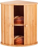 🍞 tomkid farmhouse corner bamboo bread box - extra large 2 layer bread storage container for kitchen countertop, 15.1 in x 11.8 in x 16.8 in (assembly required) логотип