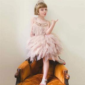 img 1 attached to 👸 Enchanting Swan Princess Feather Fringes Tiered Tutu: Perfect Ballerina Flower Girls Dress for Wedding, Dance, Pageant, Birthday Party, or Prom!