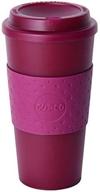 ☕ copco acadia double wall 16-ounce insulated mug - travel to-go cup with non-slip sleeve, translucent marsala red логотип