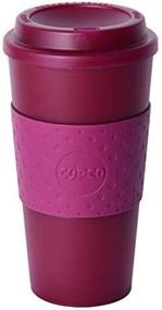 img 4 attached to ☕ Copco Acadia Double Wall 16-Ounce Insulated Mug - Travel To-Go Cup with Non-Slip Sleeve, Translucent Marsala Red