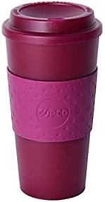 img 3 attached to ☕ Copco Acadia Double Wall 16-Ounce Insulated Mug - Travel To-Go Cup with Non-Slip Sleeve, Translucent Marsala Red