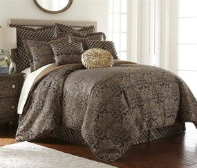 img 4 attached to 🛌 Sterling Creek Valencia Oversized Comforter Set in Black Gold Floral Jacquard (California King) - 9-Piece