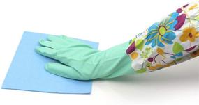 img 1 attached to 3 Pack of Grand Fusion Ultra Durable Latex Cleaning Gloves with Extra Long Fitted Cuffs