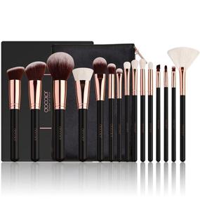 img 4 attached to 💄 Docolor 15-Piece Makeup Brush Set with Bag - Foundation, Blush, Eyeliner, Shadow, Brow, Concealer, Lip Brushes Kit - Portable Cosmetic Bag for Women