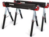 🪚 steelman adjustable height work table folding sawhorses: set of 2 with durable steel construction and folding legs; 2x4 table support arms; 2,600 lb. combined loading capacity logo