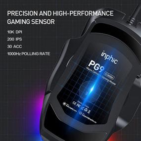 img 1 attached to 🖱️ INPHIC PG9 RBG Wired Gaming Mouse - Programmable Buttons, Replaceable Side Plates, RGB Backlight, 10K DPI, Ergonomic MMO Mouse for PC Gaming (Black)