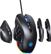🖱️ inphic pg9 rbg wired gaming mouse - programmable buttons, replaceable side plates, rgb backlight, 10k dpi, ergonomic mmo mouse for pc gaming (black) логотип