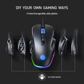 img 3 attached to 🖱️ INPHIC PG9 RBG Wired Gaming Mouse - Programmable Buttons, Replaceable Side Plates, RGB Backlight, 10K DPI, Ergonomic MMO Mouse for PC Gaming (Black)