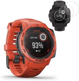 img 4 attached to Garmin Instinct Solar GPS Smartwatch - Flame Red (010-02293-21) с 2X защитными пленками для экрана