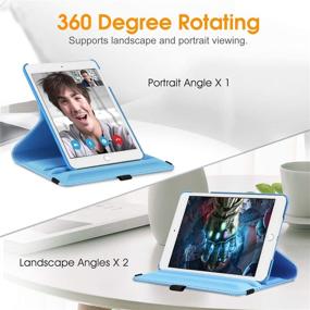 img 1 attached to Fintie Rotating Case for iPad Mini - 360 Degree Rotating Stand & Auto Sleep/Wake, Blue